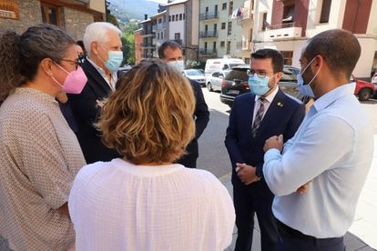 El presidente de la Generalitat, Pere Aragonès, la semana pasada en Sort, en el Pirineo de Lleida.