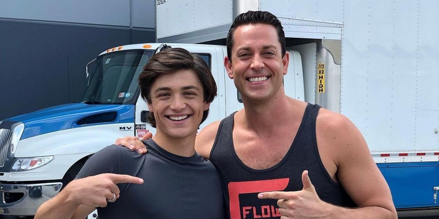 Asher Angel de Shazam 2 celebra el final de la filmación con la imagen de BTS de Zachary Levi