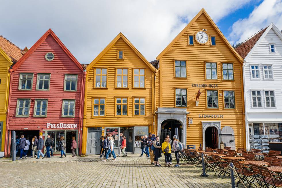 Las casas de madera de Bryggen, uno de los reclamos turísticos de la ciudad.