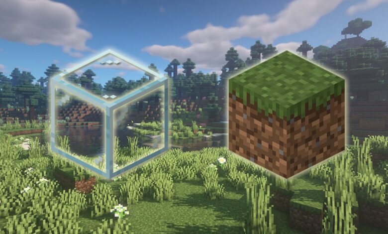 Bloques de vidrio y césped de Minecraft hechos en la vida real |