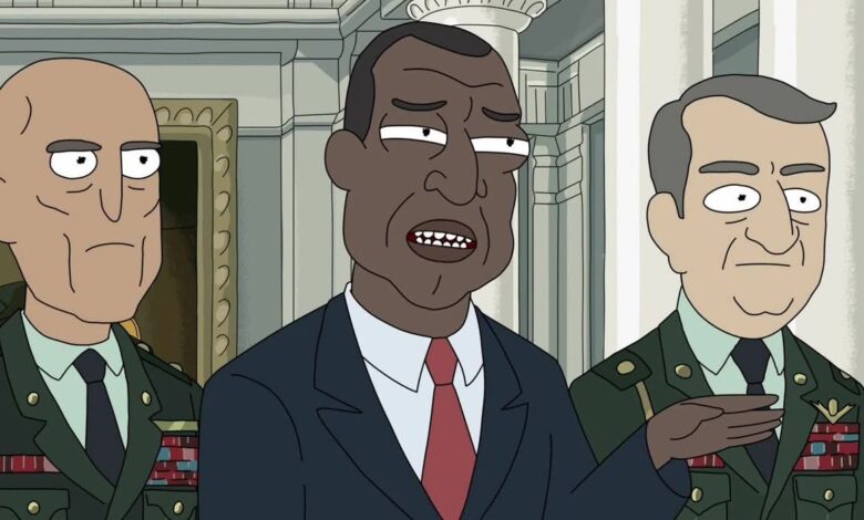 Cada aparición del presidente de Keith David en Rick & Morty