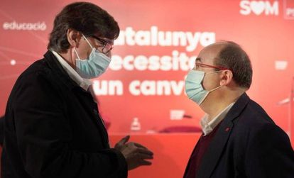 Salvador Illa (izquierda) y Miquel Iceta, durante una reunión de la ejecutiva del PSC.
