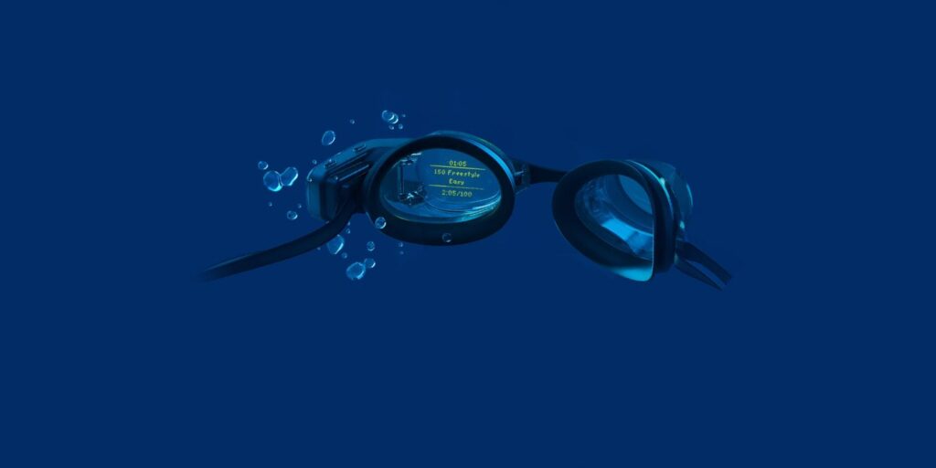 Estas gafas le dan un HUD mientras nada |