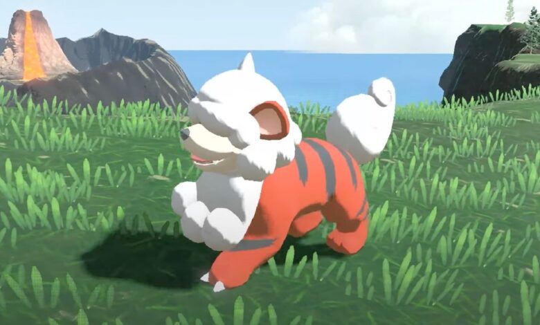 Hisuian Growlithe de Pokémon reconstruido en LEGO Render |