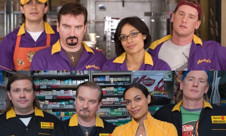 Kevin Smith comparte la actualización de fotos y filmaciones de Clerks 3 Cast Comparison