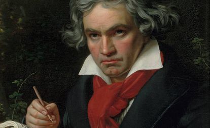 Retrato de Beethoven pintado por J. Kriehuber.