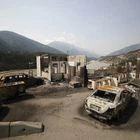 Destrucción en Lytton, en la Columbia Británica de Canadá, tras la ola de calor y los incendios que golpearon a este pueblo de 200 habitantes a finales de junio.