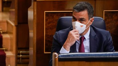El presidente del Gobierno Pedro Sánchez durante un pleno extraordinario en el Congreso de los diputados en Madrid.