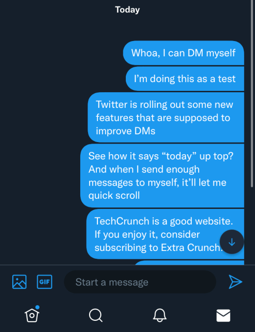 Una demostración de las nuevas funciones de Twitter DM