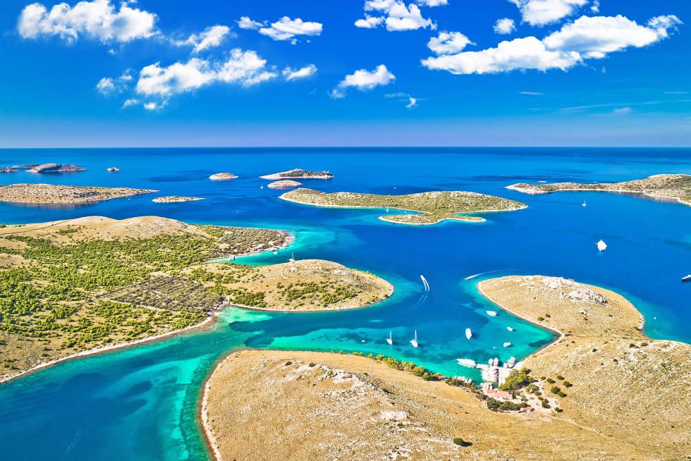 Vista aérea del parque nacional de Kornati.