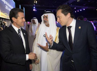 Peña Nieto y Emilio Lozoya en la Cumbre Mundial de Energía del futuro, en Abu Dhabi, en 2016.