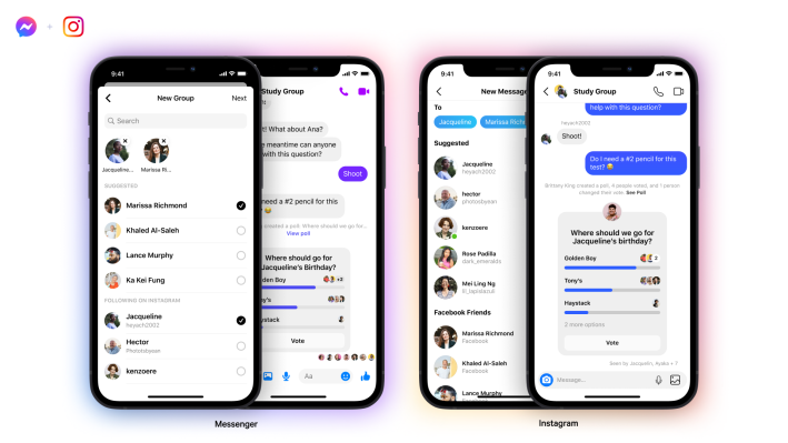 Facebook Messenger lanza chats grupales entre aplicaciones y se integra aún más con Instagram