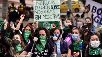 Una protesta a favor del aborto legal en Bogotá, Colombia, en septiembre pasado.