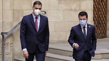 15/09/2021 Barcelona. Primera reunión de la mesa de diálogo entre el gobierno española y el Govern de la Generalitat con Pedro Sánchez y Pere Aragones. Foto: Massimiliano Minocri