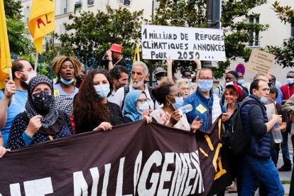 Manifestación de migrantes en París, este pasado 21 de agosto.