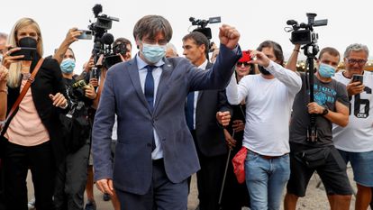 El expresidente de la Generalitat, Carles Puigdemont, en Alguero, Italia.