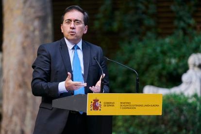 El ministro español de Asuntos Exteriores, Unión Europea y Cooperación, José Manuel Albares, en un acto el pasado martes.