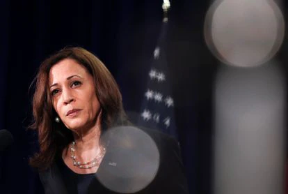 La vicepresidenta estadounidense Kamala Harris en una comparecencia en Hanoi, Vietnam.