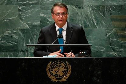 El presidente de Brasil, Jair Bolsonaro, abre la última sesión de la Asamblea General de la ONU, el 21 de septiembre de 2021 en Nueva York.