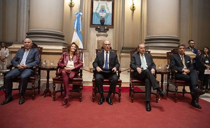 Los jueces de la Corte Suprema de Argentina en la apertura del año judicial, el 19 de marzo de 2019. Horacio Rosatti, nuevo presidente del tribunal, está el primero a la derecha.