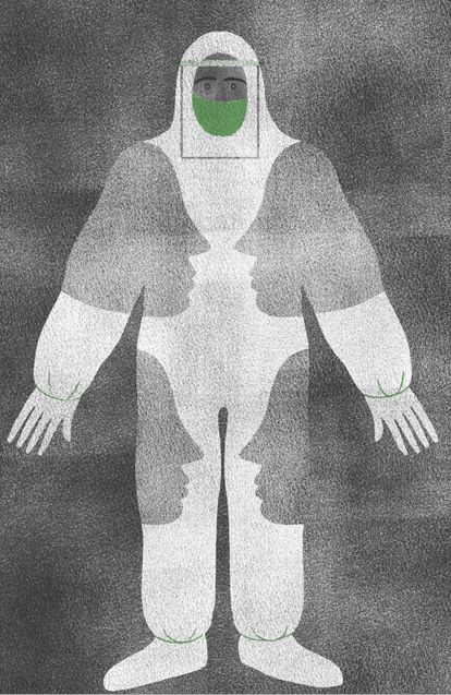 Una de las ilustraciones del libro 'Primera línea, crónicas y poemas escritos por personal de salud'.