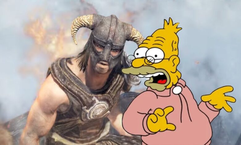 Meme del abuelo Simpson muestra el problema de facción de Skyrim |