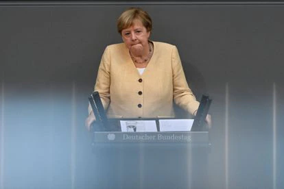 La canciller Angela Merkel durante su intervención en el Bundestag este martes.