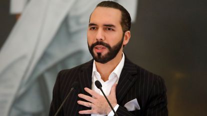 Nayib Bukele, presidente de El Salvador, en una conferencia de prensa en junio pasado.