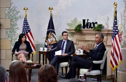 Barack Obama es entrevistado por Ezra Klein, de ‘Vox’, en enero de 2017 en Washington DC.
