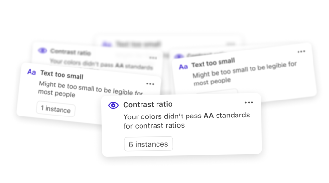 Mensajes que pueden aparecer en Stark advirtiendo a los usuarios sobre posibles problemas de accesibilidad
