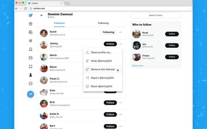 Twitter prueba la opción de eliminar seguidores sin tener que bloquearlos
