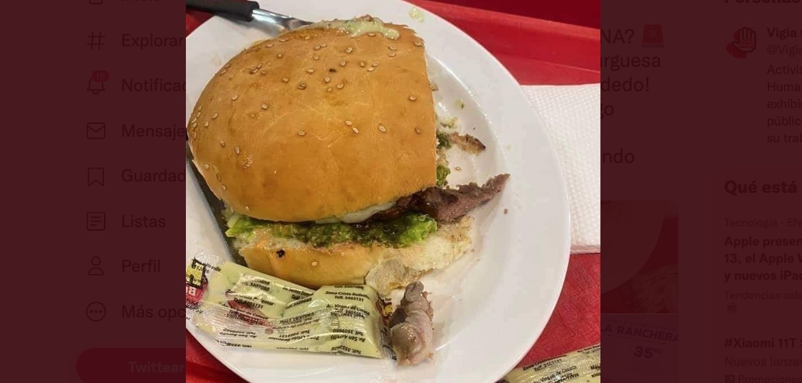 Una mujer encuentra un dedo en la comida de un restaurante