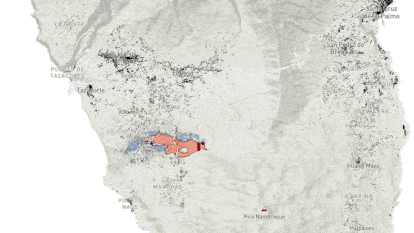 El mapa interactivo permite ver el detalle de cada casa, tanto las alcanzadas por la lava como aquellas amenazadas.