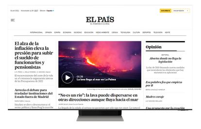 Con el rediseño, EL PAÍS apuesta por una portada más corta, resaltando los temas propios y limitando su longitud, que pasa de 25 scrolls a 15.