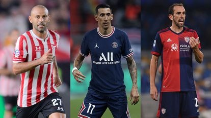 Javier Mascherano, Ángel Di María y Diego Godín.