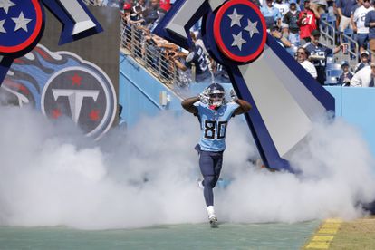 El jugador Chester Rogers de los Tennessee Titans, este septiembre, durante la apertura del partido contra Indianapolis Colts.