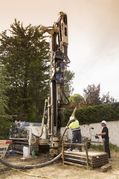 Perforación hecha por Girod Geotermia en un edificio de Madrid.