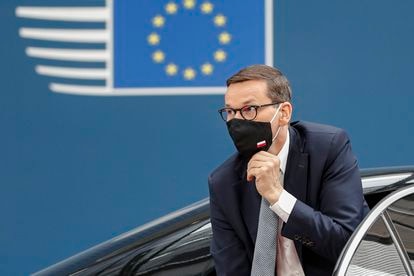 El primer ministro polaco, Mateusz Morawiecki, en el Consejo Europeo, en Bruselas.