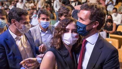 Ayuso y Casado, durante la convención del PP.