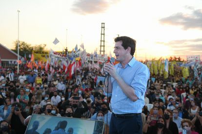Eduardo de Pedro, durante un acto público en Buenos Aires, en 2019.