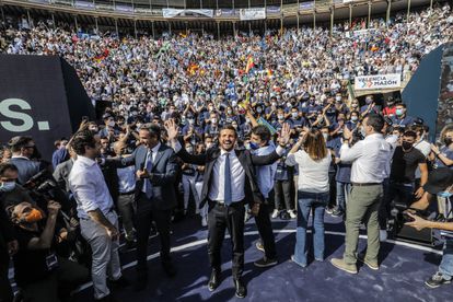 El presidente del PP, Pablo Casado, en el acto de clausura de la Convención Nacional del PP, en la Plaza de Toros de Valencia, este sábado en Valencia.