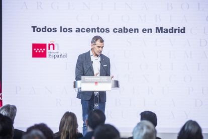 Toni Cantó en la presentación de la Oficina del Español y el próximo festival de la Hispanidad 2021, el 17 de septiembre en el Círculo de Bellas Artes.