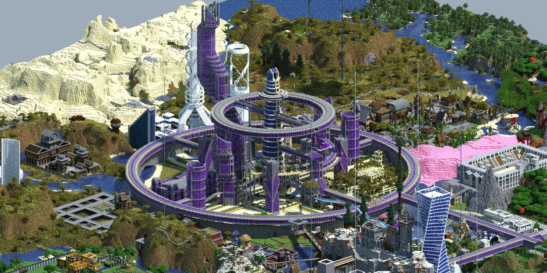 El servidor de supervivencia de Minecraft Builders contiene una ciudad futurista completa