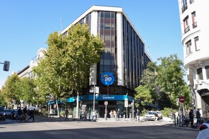 Edificio de la sede del PP, en el número 13 de la calle Génova, en Madrid.
