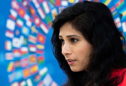 La economista jefa del FMI, Gita Gopinath, el miércoles, poco antes de la entrevista.