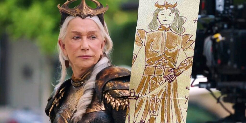 Helen Mirren de Shazam 2 dibuja una imagen de su personaje de diosa Hespera