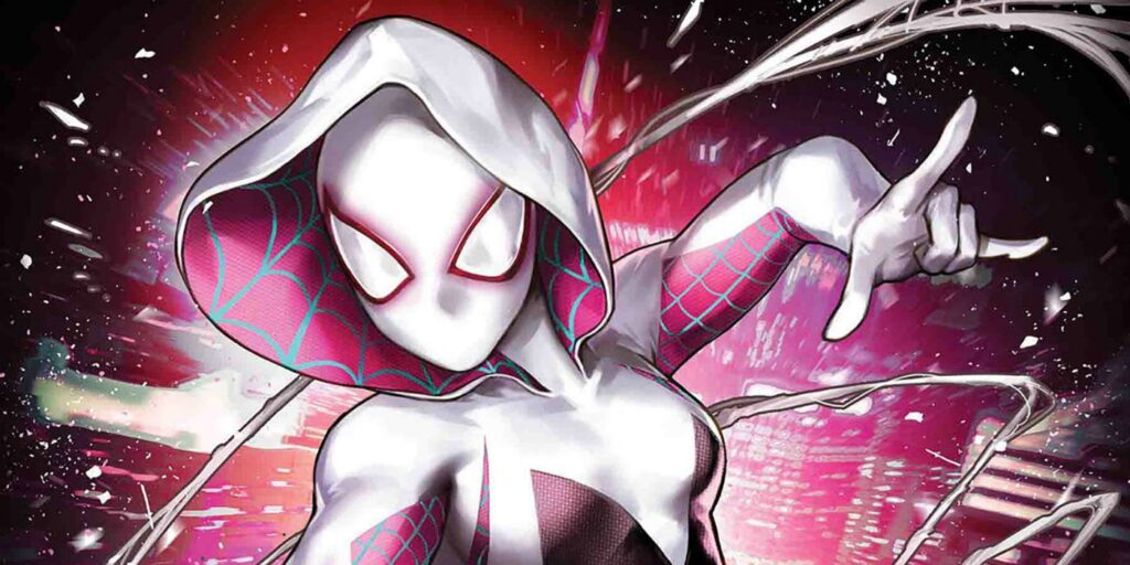 La cosplayer de Spider-Gwen se viste con el icónico disfraz de Spider-Verse