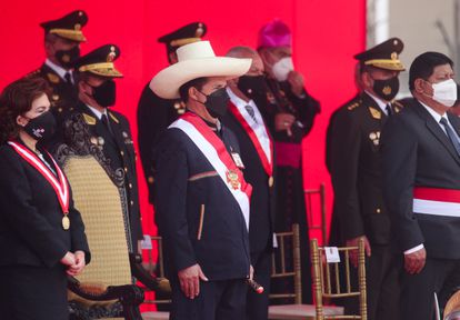 El presidente de Perú, Pedro Castillo, en una ceremia de las fuerzas armadas, el 24 de septiembre, en Lima