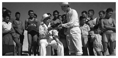 Orson Welles durante el rodaje en Brasil.