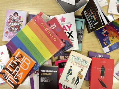 Algunos de los 32 libros retirados de los institutos de Castellón por orden de una juez.